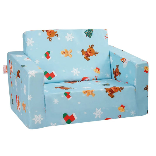 VEVOR Baby Chair Foldable 2-in-1 Baby Lounger Couch Cartoon Kids Sofa Pink - Mekamart Australia