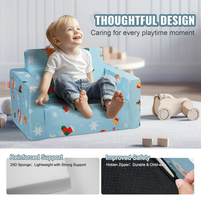 VEVOR Baby Chair Foldable 2-in-1 Baby Lounger Couch Cartoon Kids Sofa Pink - Mekamart Australia