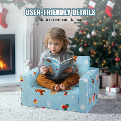 VEVOR Baby Chair Foldable 2-in-1 Baby Lounger Couch Cartoon Kids Sofa Pink - Mekamart Australia