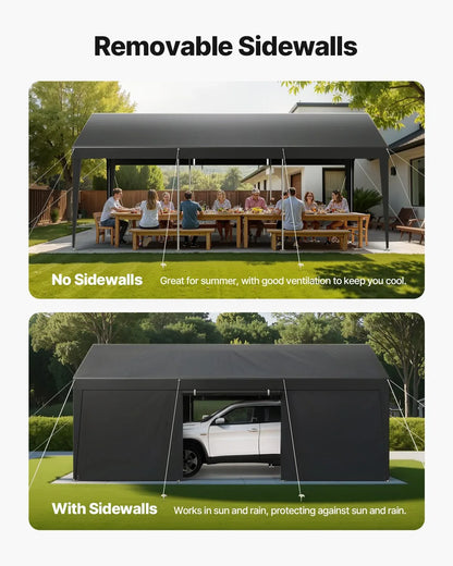 VEVOR Carport Car Canopy 12x20FT Heavy Duty Car Shelter with Sidewalls White - Mekamart Australia