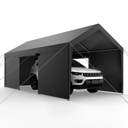 VEVOR Carport Car Canopy 12x20FT Heavy Duty Car Shelter with Sidewalls White - Mekamart Australia