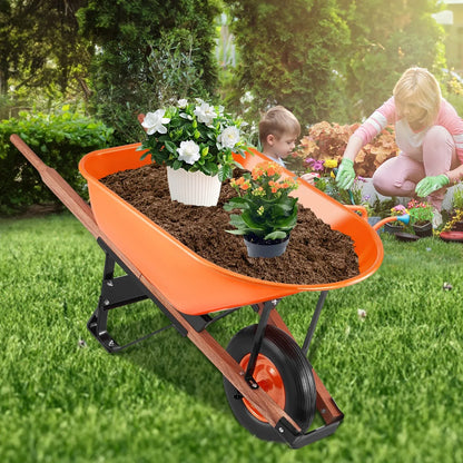 VEVOR Wheelbarrow Cart One Wheel 6 Cu Ft Garden Dump Cart 330 lbs Utility Cart - Mekamart Australia