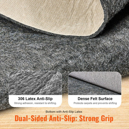 VEVOR Non Slip Rug Pad Gripper 9' x 12' Carpet Mat 0.24" Thick for All Floor - Mekamart Australia