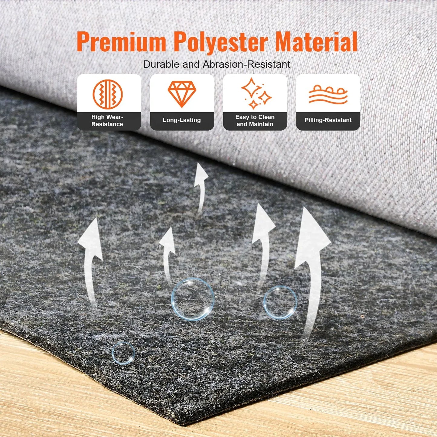 VEVOR Non Slip Rug Pad Gripper 9' x 12' Carpet Mat 0.24" Thick for All Floor - Mekamart Australia