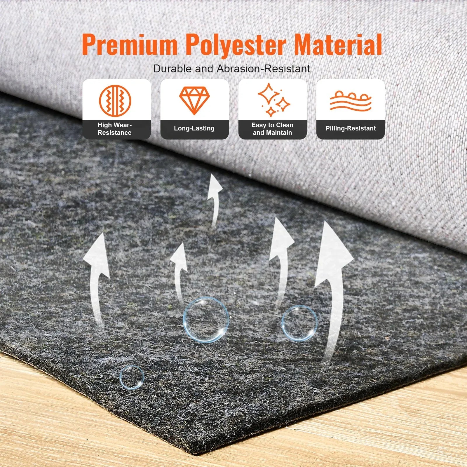 VEVOR Non Slip Rug Pad Gripper 9' x 12' Carpet Mat 0.24" Thick for All Floor - Mekamart Australia