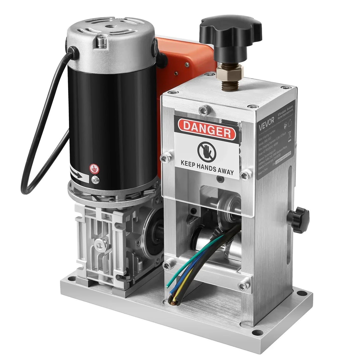 VEVOR Electric Wire Stripping Machine, 1.5-40 mm, 400W Automatic Motorized Cable Stripper, 9.84 IPS (15 m/min) Wire Peeler with Alloy Blades, V-Shaped Rollers, Cooling Fan, for Scrap Copper Recycling - Mekamart Australia