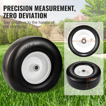 VEVOR Lawn Mower Tires with Rim, 13x5-6" Tubeless Tractor Tires, 2-Pack Tire and Wheel Assembly, Flat-free PU Tires, 3.25"-5.9" Centered Hub, 3/4" Bushing Size, 20 PCS Adapter for Lawn Mowers Tractors - Mekamart Australia