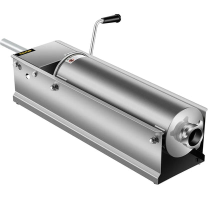 VEVOR Manual Sausage Stuffer, 7 L / 15 LBS Horizontal Sausage Machine, Dual-Speed Meat Stuffer, Made of Food-Grade 304 Stainless Steel, Includes 5 Stuffing Tubes, for Home Kitchen Restaurant Commercia - Mekamart Australia
