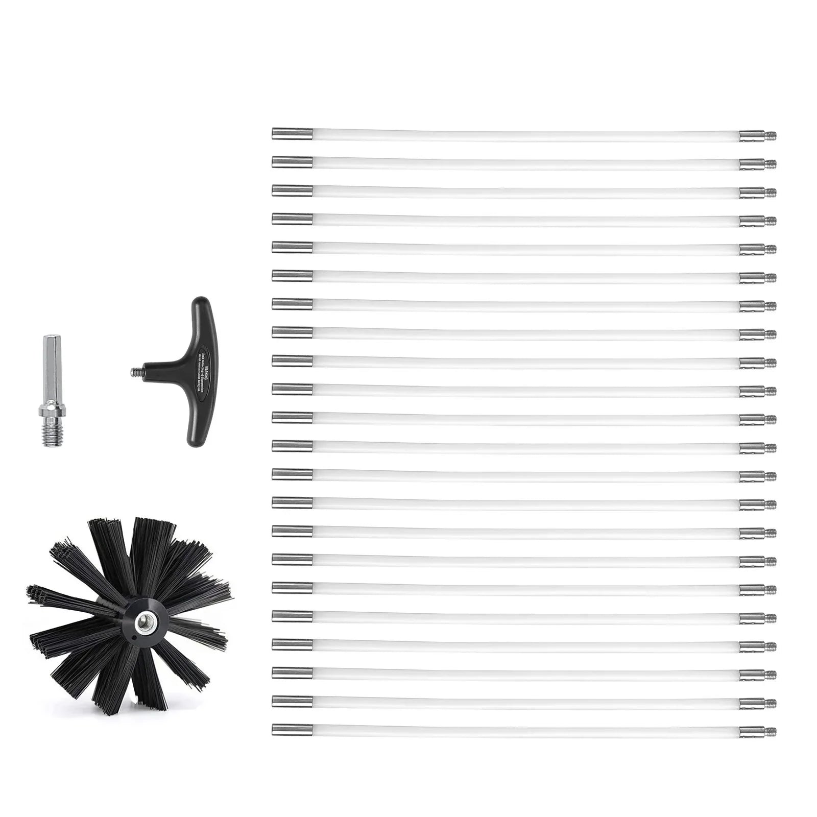 VEVOR 914.4CM Dryer Vent Cleaner Kit, 22 Pieces Duct Cleaning Brush, Reinforced Nylon Dryer Vent Brush, Dryer Cleaning Tools Lint Remover with Flexible Lint Trap Brush, Clamp Connectors - Mekamart Australia