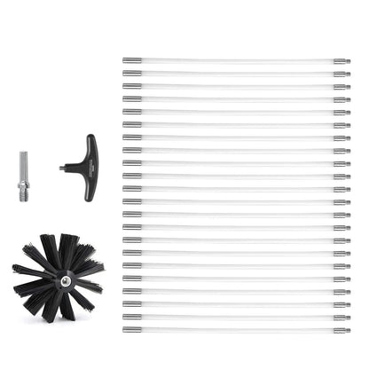 VEVOR 914.4CM Dryer Vent Cleaner Kit, 22 Pieces Duct Cleaning Brush, Reinforced Nylon Dryer Vent Brush, Dryer Cleaning Tools Lint Remover with Flexible Lint Trap Brush, Clamp Connectors - Mekamart Australia