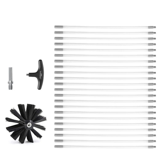VEVOR 914.4CM Dryer Vent Cleaner Kit, 22 Pieces Duct Cleaning Brush, Reinforced Nylon Dryer Vent Brush, Dryer Cleaning Tools Lint Remover with Flexible Lint Trap Brush, Clamp Connectors - Mekamart Australia