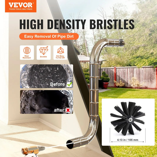 VEVOR 914.4CM Dryer Vent Cleaner Kit, 22 Pieces Duct Cleaning Brush, Reinforced Nylon Dryer Vent Brush, Dryer Cleaning Tools Lint Remover with Flexible Lint Trap Brush, Clamp Connectors - Mekamart Australia