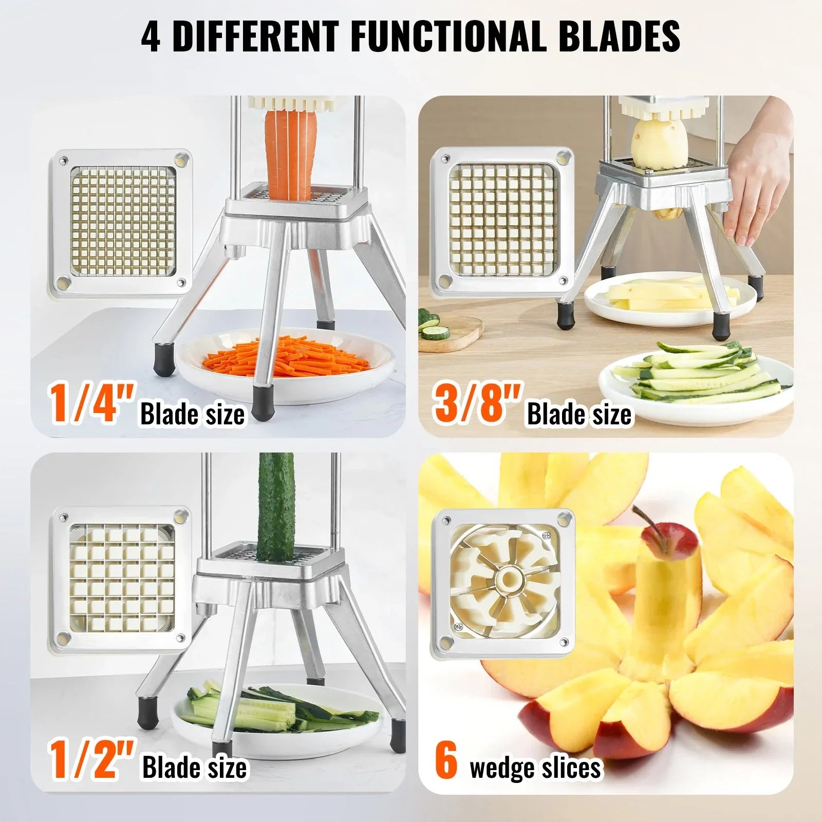 VEVOR Commercial Chopper Commercial Vegetable Chopper with 4 Blades Fruits Dicer - Mekamart Australia