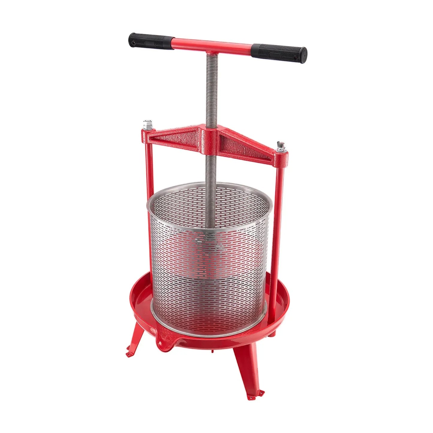 VEVOR 3.69 Gal/14L Fruit Wine Press, Stainless Steel Basket with Cross-beam and Triangular Structure, Manual Juice Maker, Cider Apple Grape Tincture Making Press with T-Handle for Kitchen Home - Mekamart Australia