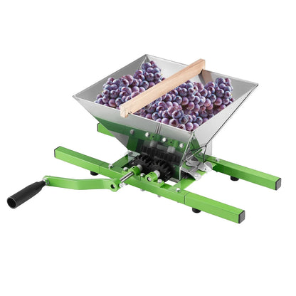 VEVOR 1.8 Gal/7L Fruit and Apple Crusher, Large Manual Grinder, Stainless Steel Fruit Scratter Pulper for Wine Cider Apple Grape Pressing, with Roller Handle for Kitchen Home, Green - Mekamart Australia