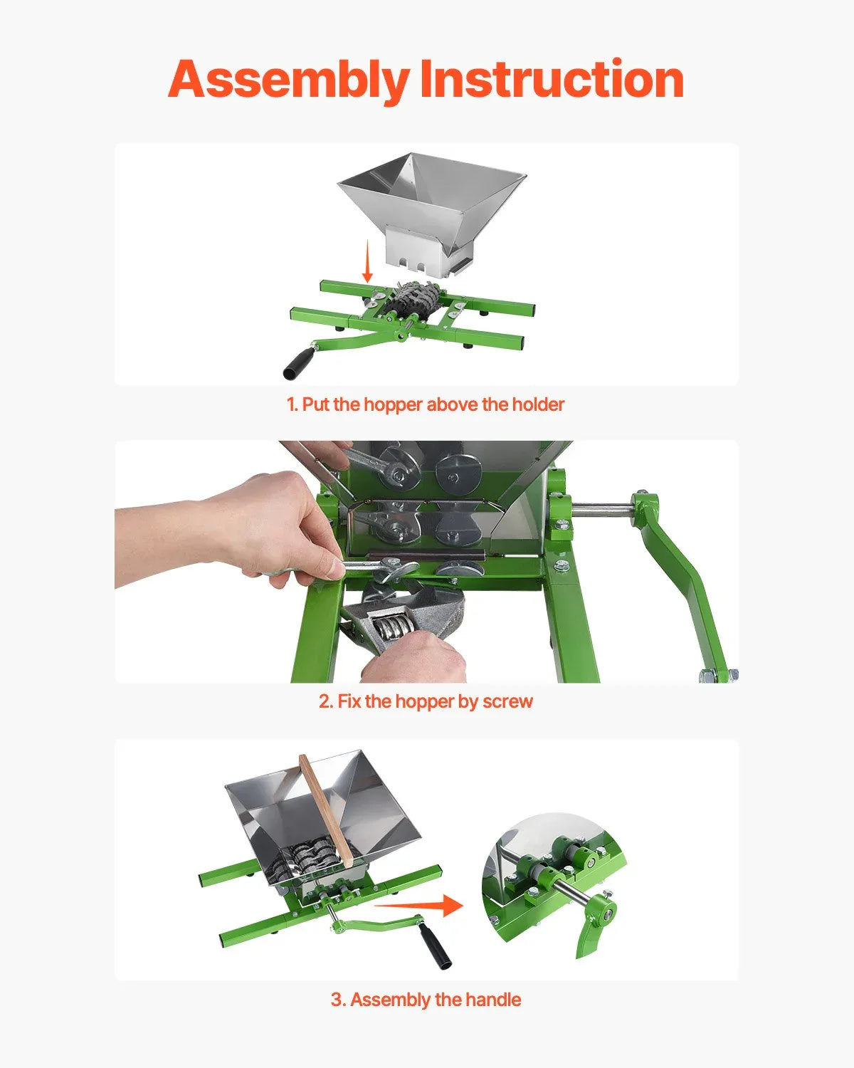 VEVOR 1.8 Gal/7L Fruit and Apple Crusher, Large Manual Grinder, Stainless Steel Fruit Scratter Pulper for Wine Cider Apple Grape Pressing, with Roller Handle for Kitchen Home, Green - Mekamart Australia