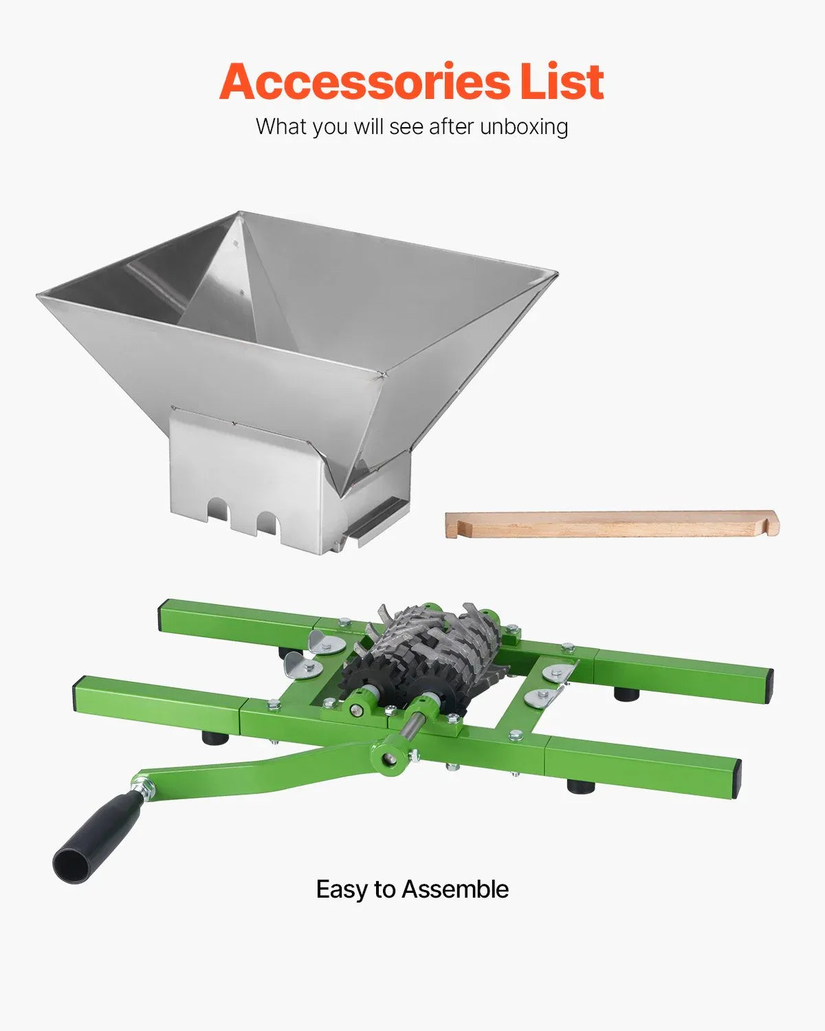 VEVOR 1.8 Gal/7L Fruit and Apple Crusher, Large Manual Grinder, Stainless Steel Fruit Scratter Pulper for Wine Cider Apple Grape Pressing, with Roller Handle for Kitchen Home, Green - Mekamart Australia