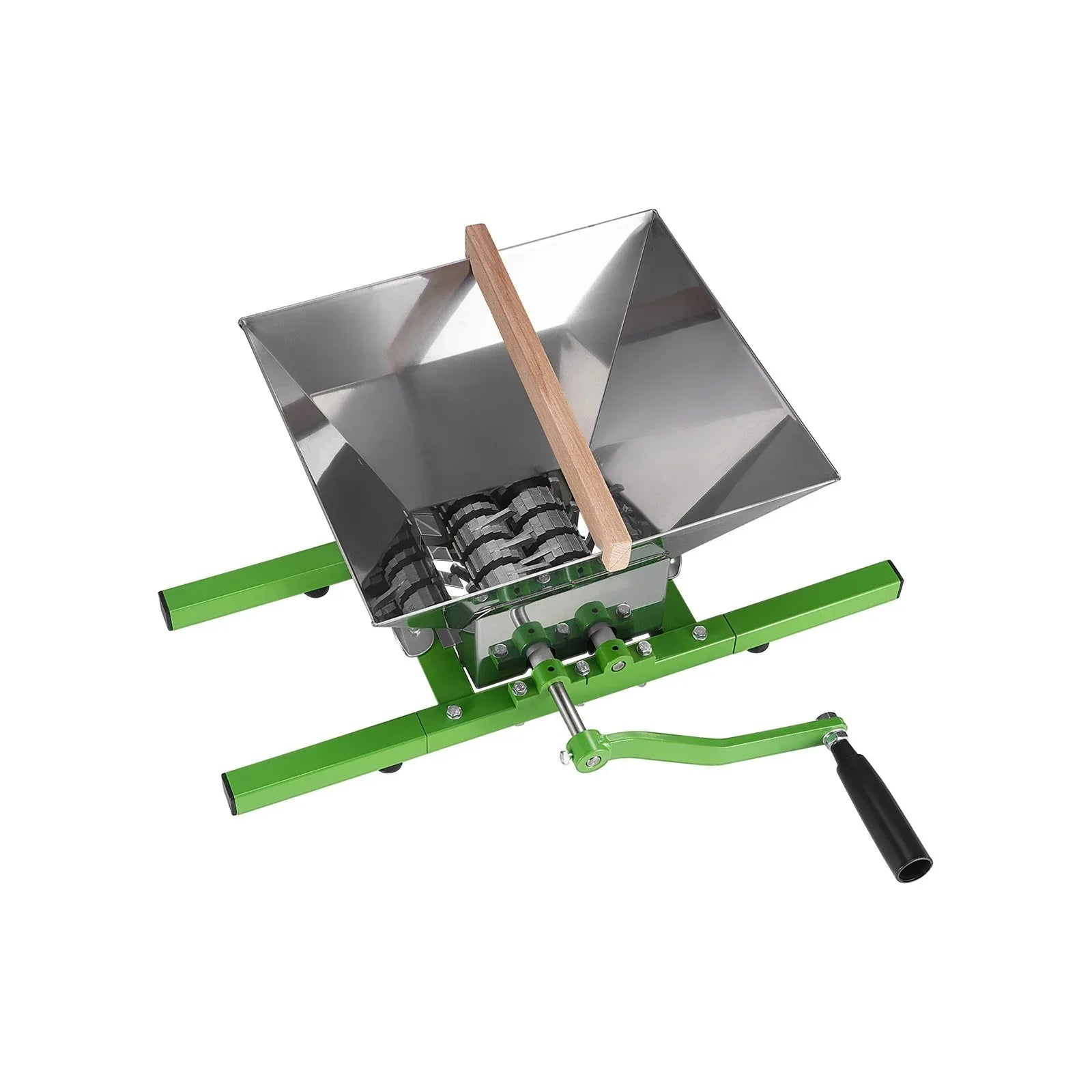 VEVOR 1.8 Gal/7L Fruit and Apple Crusher, Large Manual Grinder, Stainless Steel Fruit Scratter Pulper for Wine Cider Apple Grape Pressing, with Roller Handle for Kitchen Home, Green - Mekamart Australia