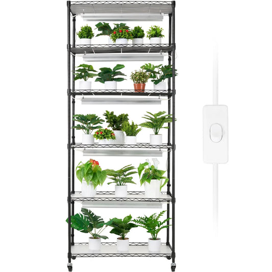 VEVOR DIY Plant Stand with Grow Lights 6 Tiers 192W 70.9" Tall Plant Grow Shelf - Mekamart Australia