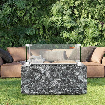 VEVOR Gas Fire Pit Wind Guard for Square Fire Table, 380 x 380 x 180 mm Clear Tempered Wind Guard for Firepits, 8mm Thick Square Glass Shield, Glass Panel with Hard Corner Bracket & Feet - Mekamart Australia