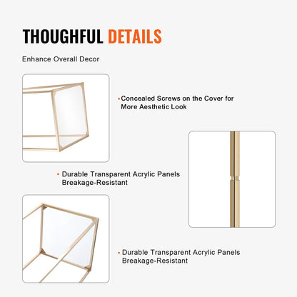 VEVOR 10PCS 31.5inch/80cm High Wedding Flower Stand, With Acrylic Laminate,Metal Vase Column Geometric Centerpiece Stands, Gold Rectangular Floral Display Rack for Events Reception, Party Decoration - Mekamart Australia
