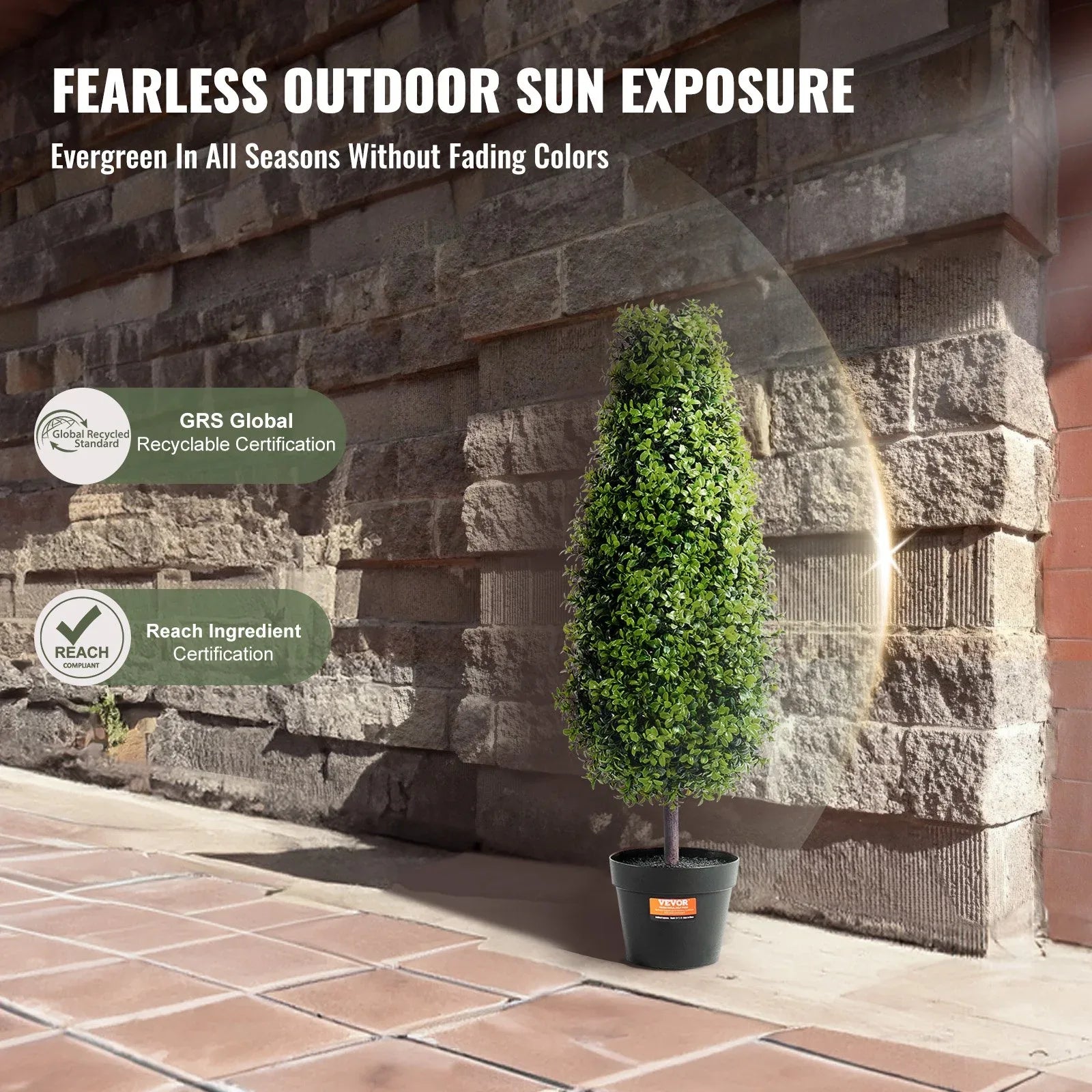 VEVOR 2 Pack 91.4cm Artificial Boxwood Topiary Tree Faux Plant UV Decor In/Outdoor - Mekamart Australia