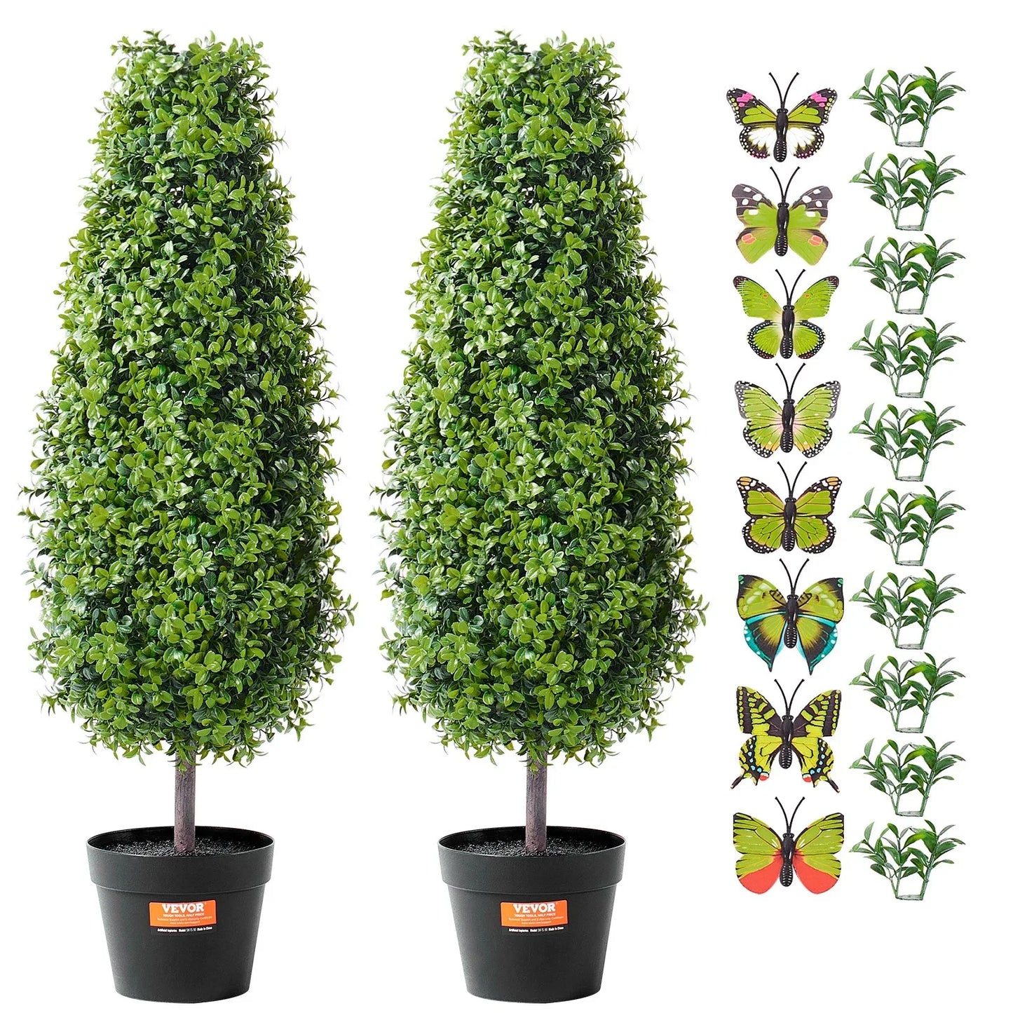 VEVOR 2 Pack 91.4cm Artificial Boxwood Topiary Tree Faux Plant UV Decor In/Outdoor - Mekamart Australia