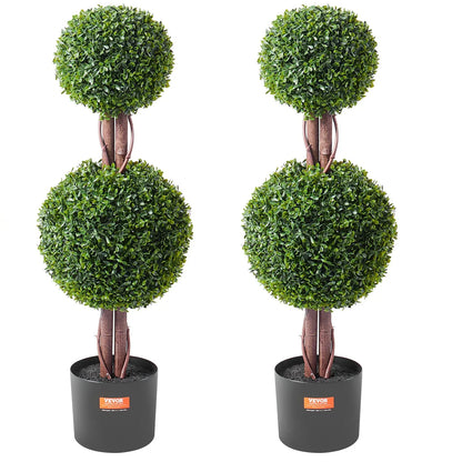 VEVOR 2 Pack 91.4cm Artificial Boxwood Topiary Tree Faux Plant UV Decor In/Outdoor - Mekamart Australia