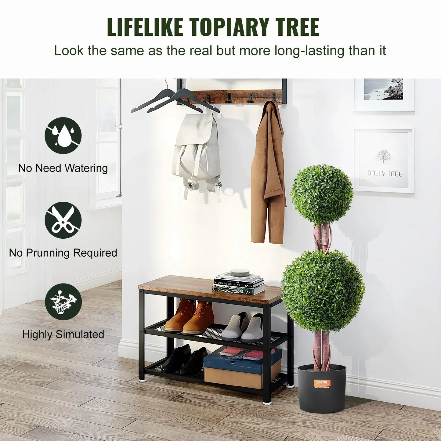 VEVOR 2 Pack 91.4cm Artificial Boxwood Topiary Tree Faux Plant UV Decor In/Outdoor - Mekamart Australia