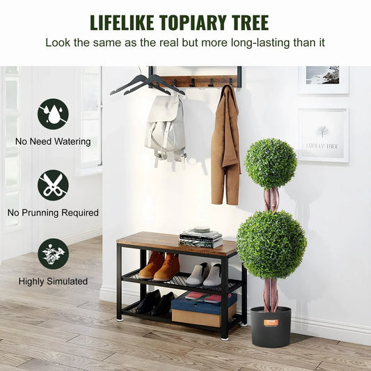 VEVOR 2 Pack 91.4cm Artificial Boxwood Topiary Tree Faux Plant UV Decor In/Outdoor - Mekamart Australia