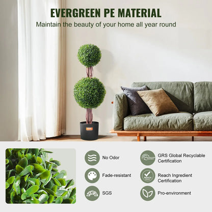 VEVOR 2 Pack 91.4cm Artificial Boxwood Topiary Tree Faux Plant UV Decor In/Outdoor - Mekamart Australia