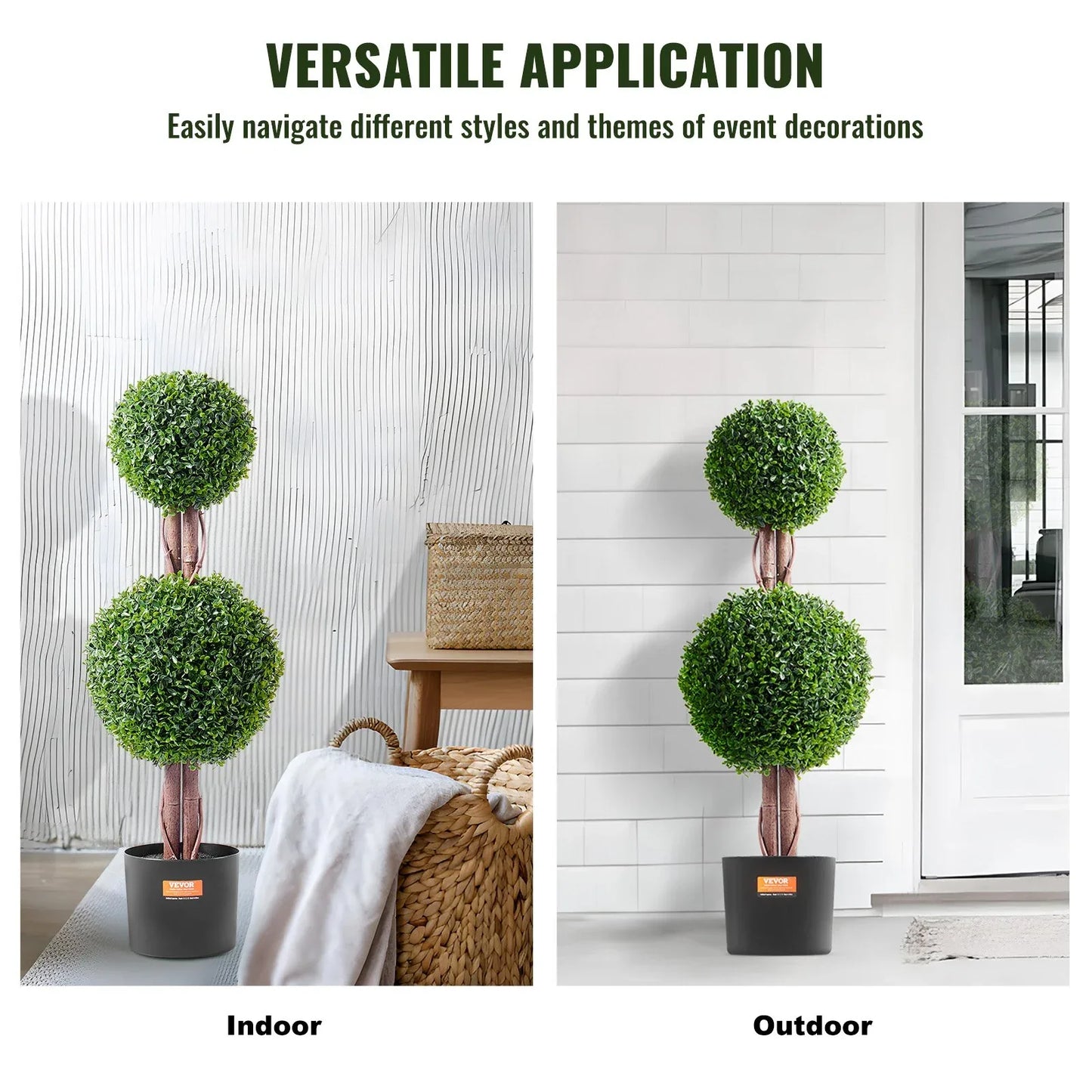 VEVOR 2 Pack 91.4cm Artificial Boxwood Topiary Tree Faux Plant UV Decor In/Outdoor - Mekamart Australia