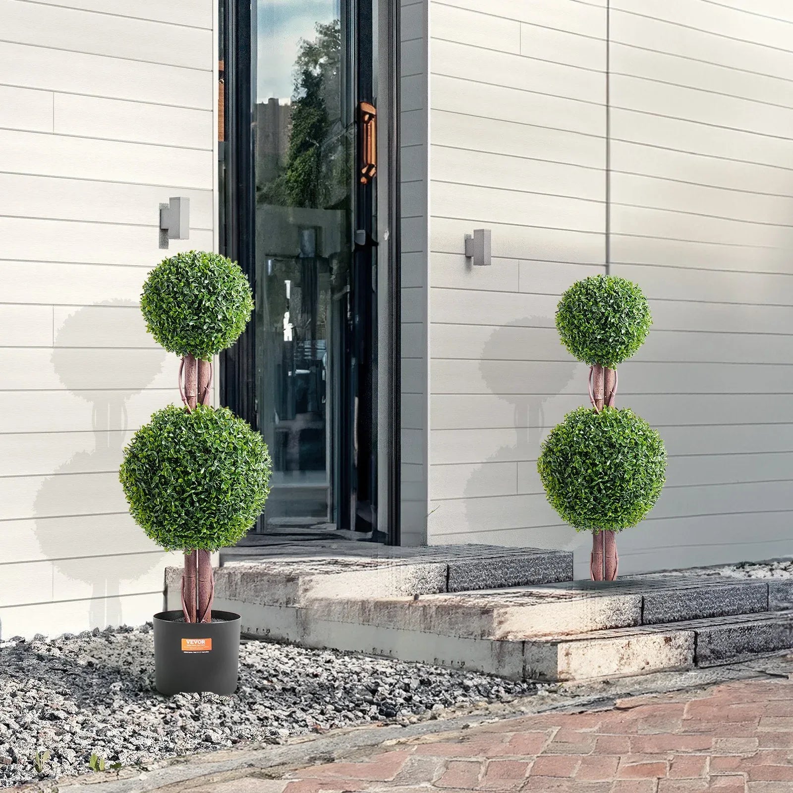 VEVOR 2 Pack 91.4cm Artificial Boxwood Topiary Tree Faux Plant UV Decor In/Outdoor - Mekamart Australia