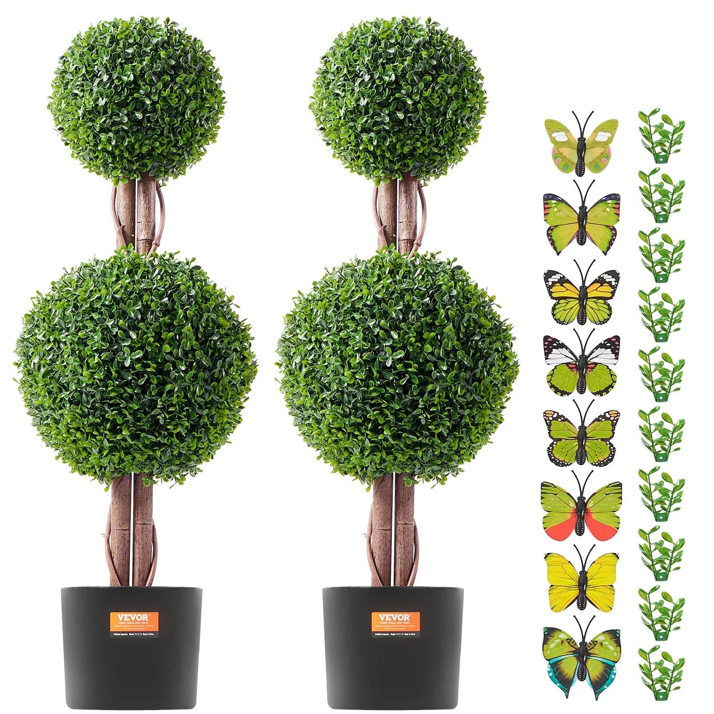 VEVOR 2 Pack 91.4cm Artificial Boxwood Topiary Tree Faux Plant UV Decor In/Outdoor - Mekamart Australia