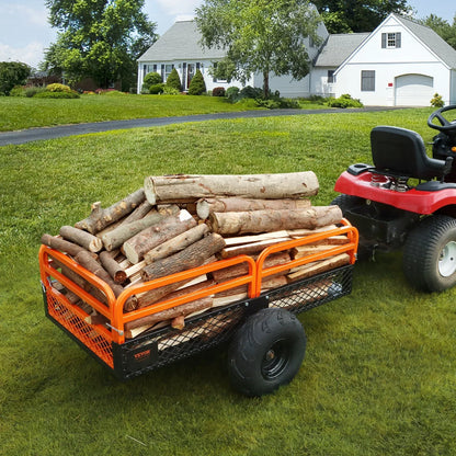 VEVOR Heavy Duty Steel ATV Dump Trailer, 1500-Pound Load Capacity 15 Cubic Feet, Tow Behind Dump Cart Garden Trailer, with Removable Sides and 2 Tires, for Mowers, Tractors, ATV, UTV - Mekamart Australia