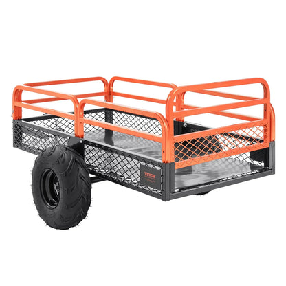 VEVOR Heavy Duty Steel ATV Dump Trailer, 1500-Pound Load Capacity 15 Cubic Feet, Tow Behind Dump Cart Garden Trailer, with Removable Sides and 2 Tires, for Mowers, Tractors, ATV, UTV - Mekamart Australia