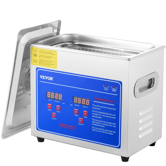 VEVOR Ultrasonic Cleaner Machine 3L Stainless Steel Ultrasonic Cleaning Machine Digital Heater Timer Jewelry Cleaning for Commercial Personal Home Use (3L) - Mekamart Australia