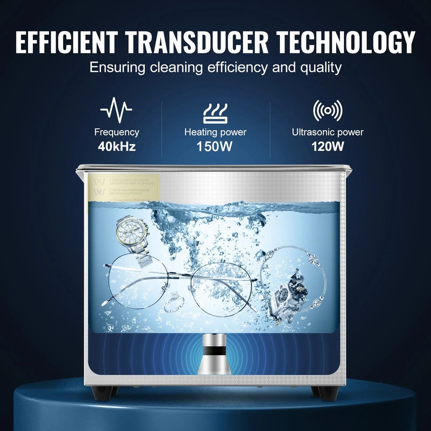 VEVOR Ultrasonic Cleaner Machine 3L Stainless Steel Ultrasonic Cleaning Machine Digital Heater Timer Jewelry Cleaning for Commercial Personal Home Use (3L) - Mekamart Australia