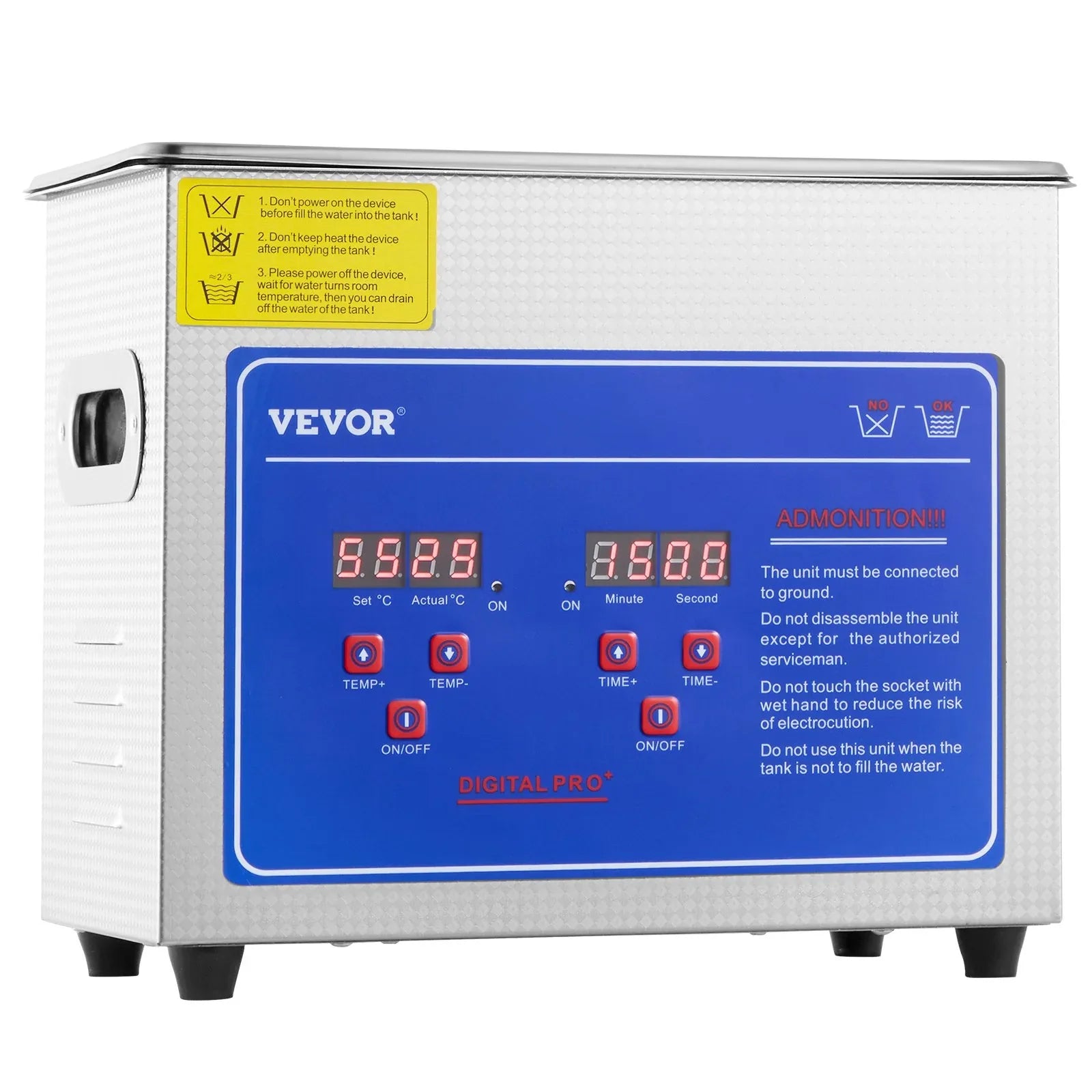 VEVOR Ultrasonic Cleaner Machine 3L Stainless Steel Ultrasonic Cleaning Machine Digital Heater Timer Jewelry Cleaning for Commercial Personal Home Use (3L) - Mekamart Australia