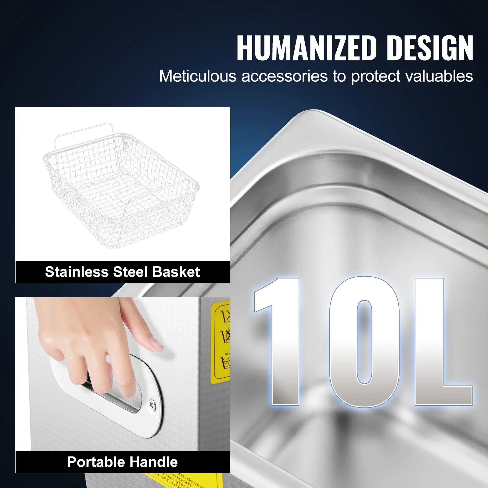 VEVOR Ultrasonic Cleaner 10L Jewelry Cleaning with Digital Timer Ultrasonic Cleaning Machine for Jewellery Rings Watches Eyeglasses Dentures Coins Metal Parts Commercial and Home Use Silver - Mekamart Australia