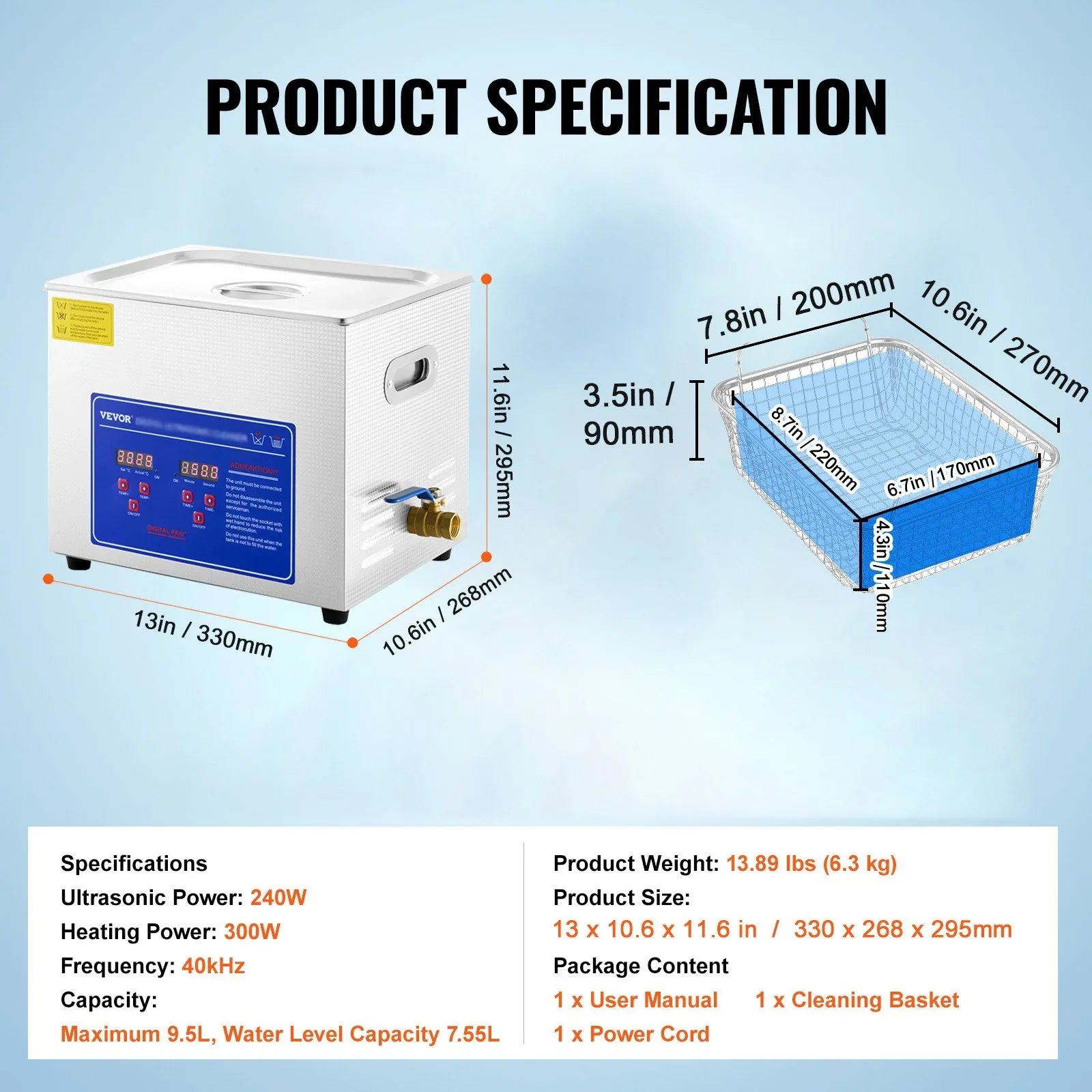 VEVOR Ultrasonic Cleaner 10L Jewelry Cleaning with Digital Timer Ultrasonic Cleaning Machine for Jewellery Rings Watches Eyeglasses Dentures Coins Metal Parts Commercial and Home Use Silver - Mekamart Australia