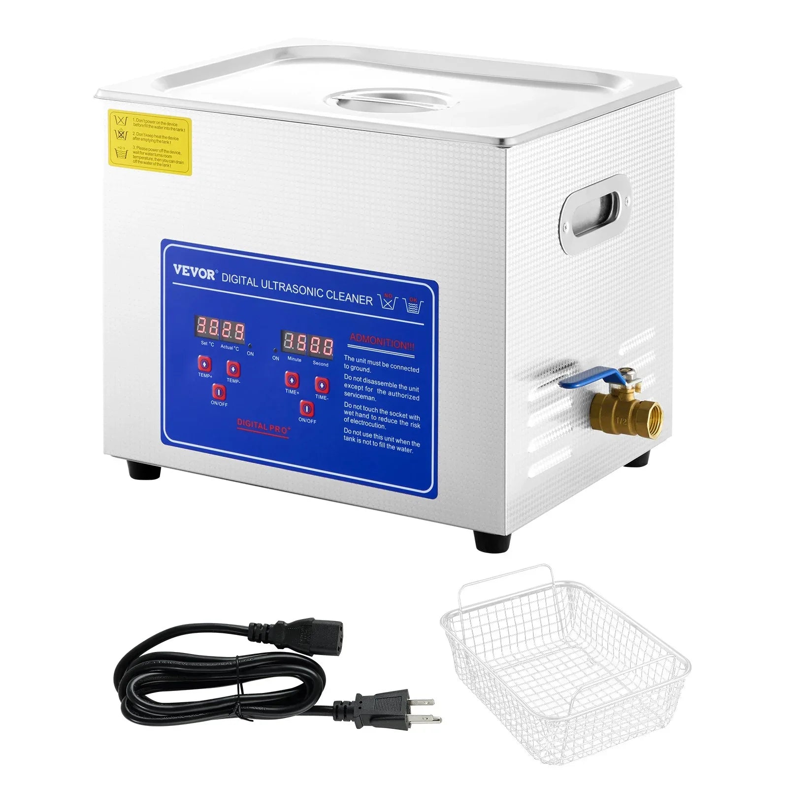 VEVOR Ultrasonic Cleaner 10L Jewelry Cleaning with Digital Timer Ultrasonic Cleaning Machine for Jewellery Rings Watches Eyeglasses Dentures Coins Metal Parts Commercial and Home Use Silver - Mekamart Australia