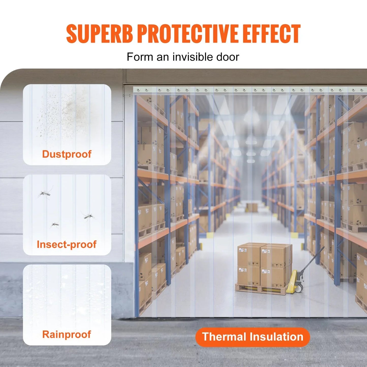 VEVOR Strip Curtain, 2500 cm L x 30.5 cm W x 3 mm Thickness, Clear PVC Smooth Curtain Strip Door Bulk Roll, Plastic Door Strips for Doorways of Supermarket, Garage, Warehouse, Barn, Pet Animal House - Mekamart Australia
