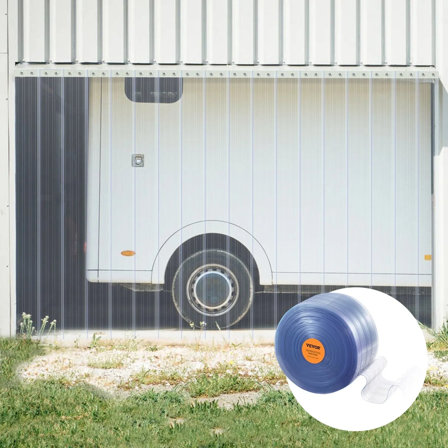 VEVOR Strip Curtain, 3048 cm L x 30.5 cm W x 3 mm Thickness, Clear Ribbed PVC Curtain Strip Door Bulk Roll, Plastic Door Strips for Doorway of Supermarket, Garage, Warehouse, Barn, Pet Animal House - Mekamart Australia