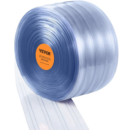 VEVOR Strip Curtain, 3048 cm L x 30.5 cm W x 3 mm Thickness, Clear Ribbed PVC Curtain Strip Door Bulk Roll, Plastic Door Strips for Doorway of Supermarket, Garage, Warehouse, Barn, Pet Animal House - Mekamart Australia