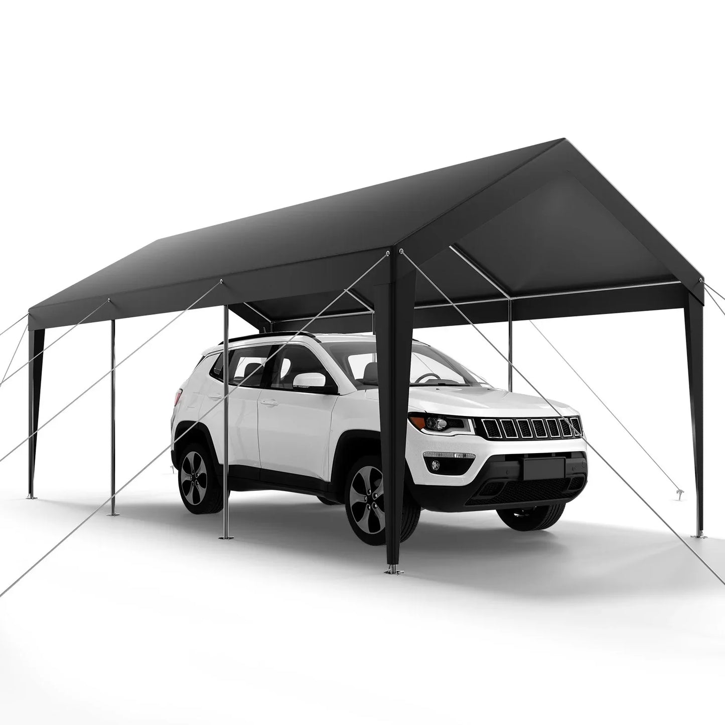 VEVOR Carport Car Canopy 10 x 20 FT Heavy Duty Portable Car Shelter Tent Grey - Mekamart Australia