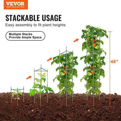 VEVOR 6 Packs Tomato Cages for Garden, 1230 mm Tomato Trellis Plant Stakes Support, Stackable Tall Plant Support Cage, for Raised Garden Bed, Vegetables Flowers and Climbing Plants - Mekamart Australia