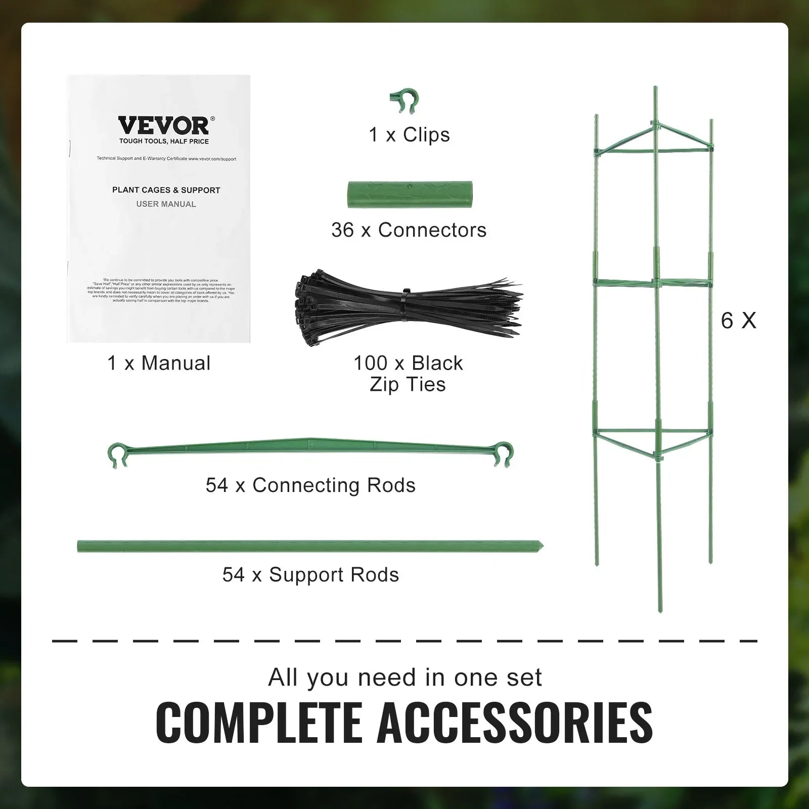 VEVOR 6 Packs Tomato Cages for Garden, 1230 mm Tomato Trellis Plant Stakes Support, Stackable Tall Plant Support Cage, for Raised Garden Bed, Vegetables Flowers and Climbing Plants - Mekamart Australia