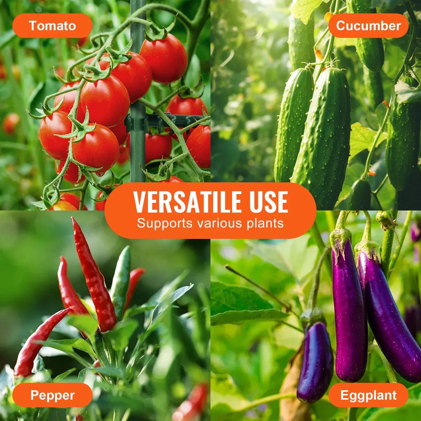 VEVOR 6 Packs Tomato Cages for Garden, 1230 mm Tomato Trellis Plant Stakes Support, Stackable Tall Plant Support Cage, for Raised Garden Bed, Vegetables Flowers and Climbing Plants - Mekamart Australia