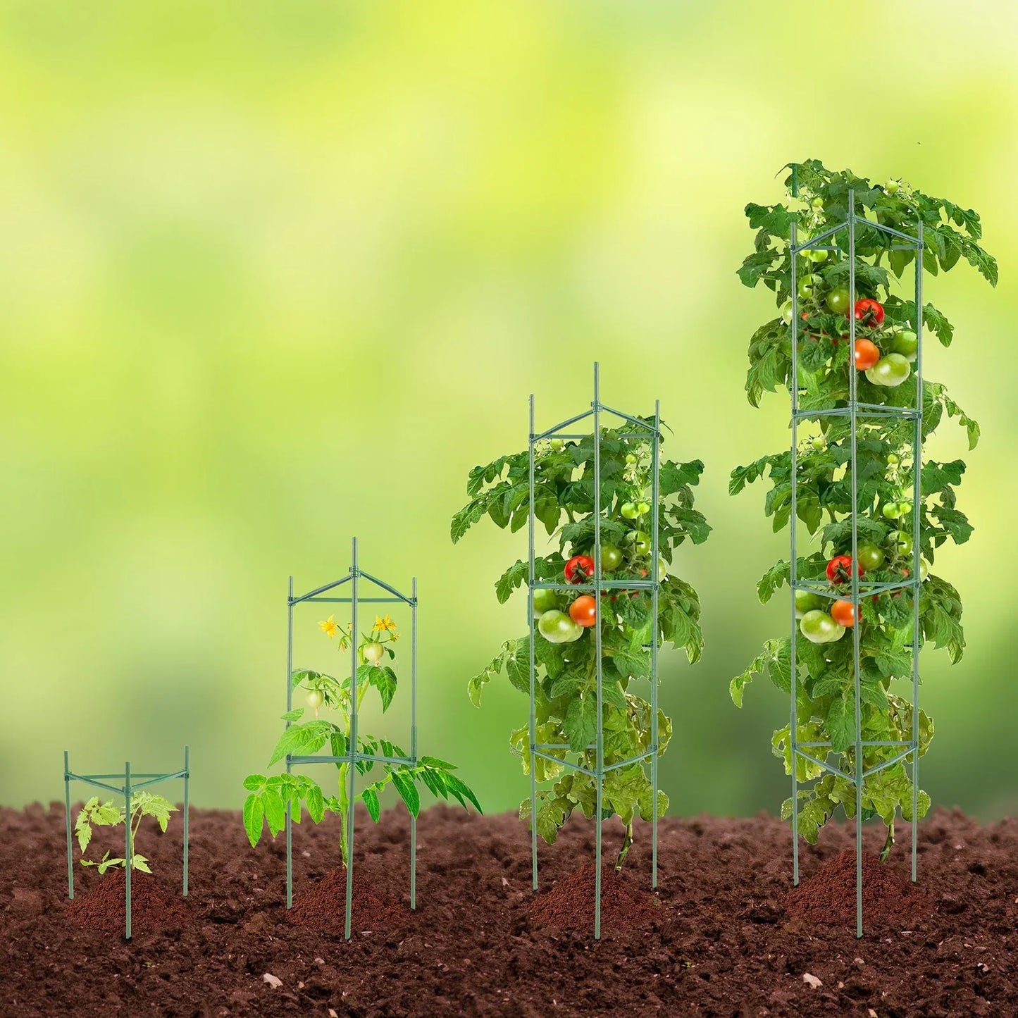 VEVOR 6 Packs Tomato Cages for Garden, 1230 mm Tomato Trellis Plant Stakes Support, Stackable Tall Plant Support Cage, for Raised Garden Bed, Vegetables Flowers and Climbing Plants - Mekamart Australia